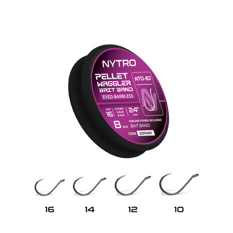 NTO-B2 Barbless Pellet Waggler Latex Bait Band Ready Tied Rigs / 61cm - Nytro