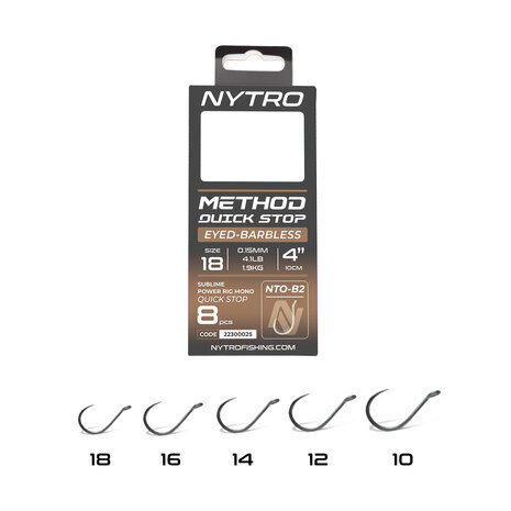 NTO-B2 Barbless Method Quick Stop Ready Tied Rigs / 10cm - Nytro