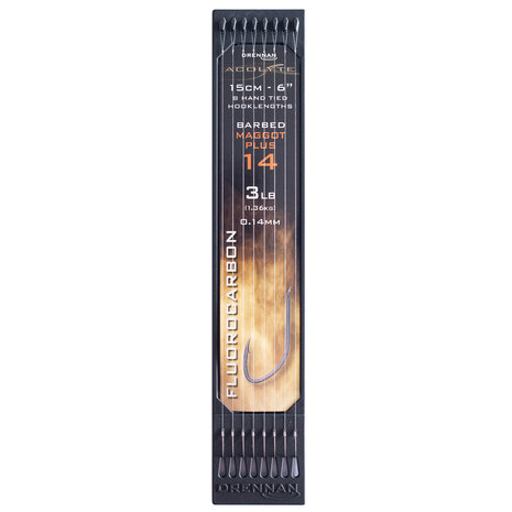Drennan - Acolyte Maggot Plus 6" Barbed Hooklengths - Drennan