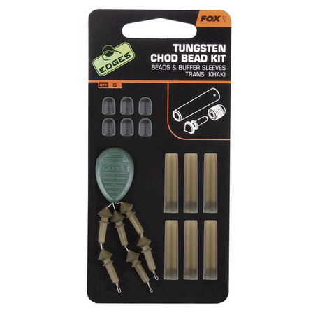 Fox Carp - Edges Tungsten Chod Bead Kit x 6 Beads / Buffer Sleeves - Fox Carp