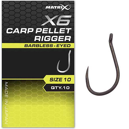 Matrix - Haken X6 Carp Pellet Rigger Barbless / Eyed - Matrix
