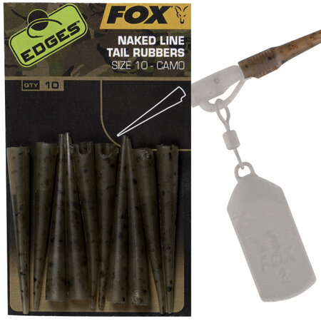 Fox Carp - Edges Camo Naked Line Tail Rubbers / Size 10  - Fox Carp
