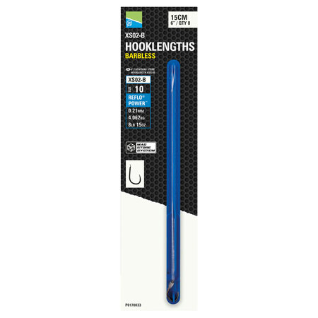 Preston - Onderlijn XS02-B Hooklengths Barbless / 15cm - Preston