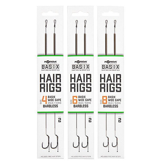 Korda - Onderlijn Basix Hair Rigs Wide Gape Barbless - Korda