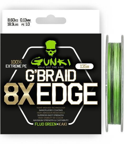 Gunki - Lijn gevlochten G'Braid 8X Edge 135m - Gunki
