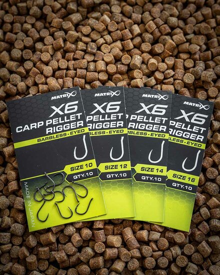 Matrix - Haken X6 Carp Pellet Rigger Barbless / Eyed - Matrix