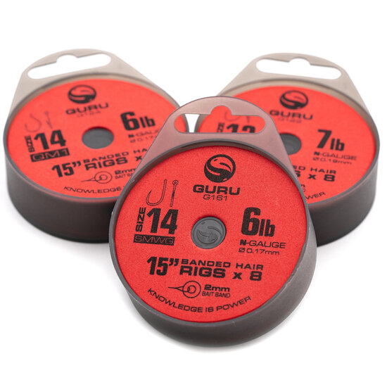 Guru - Onderlijn QM1 Bait Bands Hair Rigs 15" Barbless / 38cm - Guru