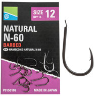 Preston - Haken Natural N-60 Hooks Barbed - Preston