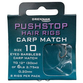 Drennan - Onderlijnen Pushstop Hair RIgs Carp Match Barbless / 30cm - Drennan