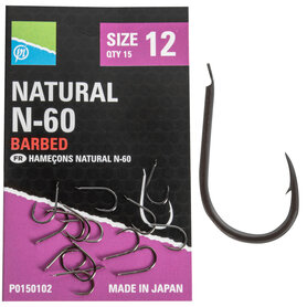 Preston - Haken Natural N-60 Hooks Barbed - Preston